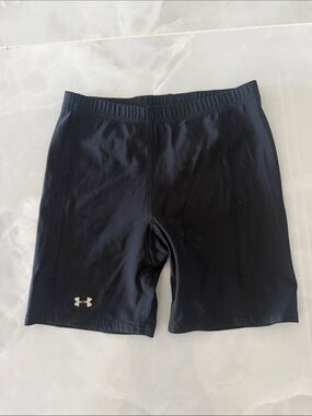 Under Armour Black Athletic Compression Shorts with Silver Logo